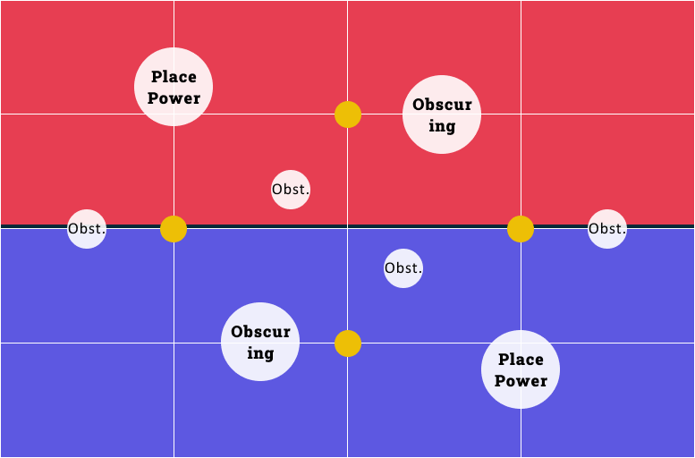 map showing a grid and where you and your opponent can deploy your armies