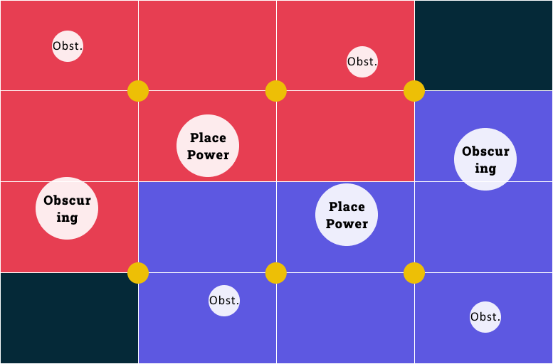 map showing a grid and where you and your opponent can deploy your armies