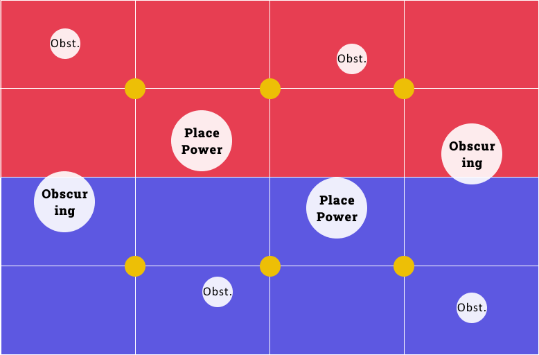 map showing a grid and where you and your opponent can deploy your armies